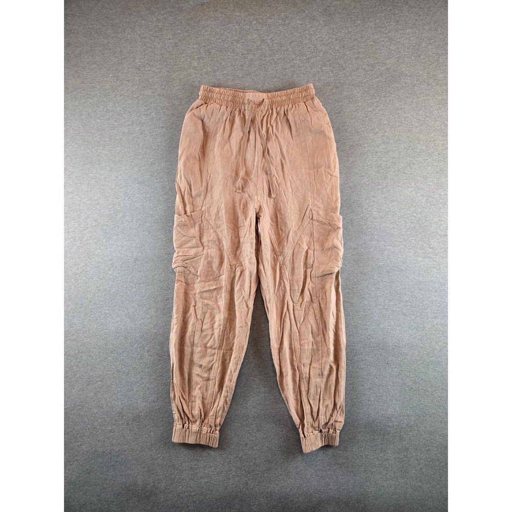 Urban Outfitters Isla Slouchy Linen Joggers Womens XS Peach Cargo Baggy Pants